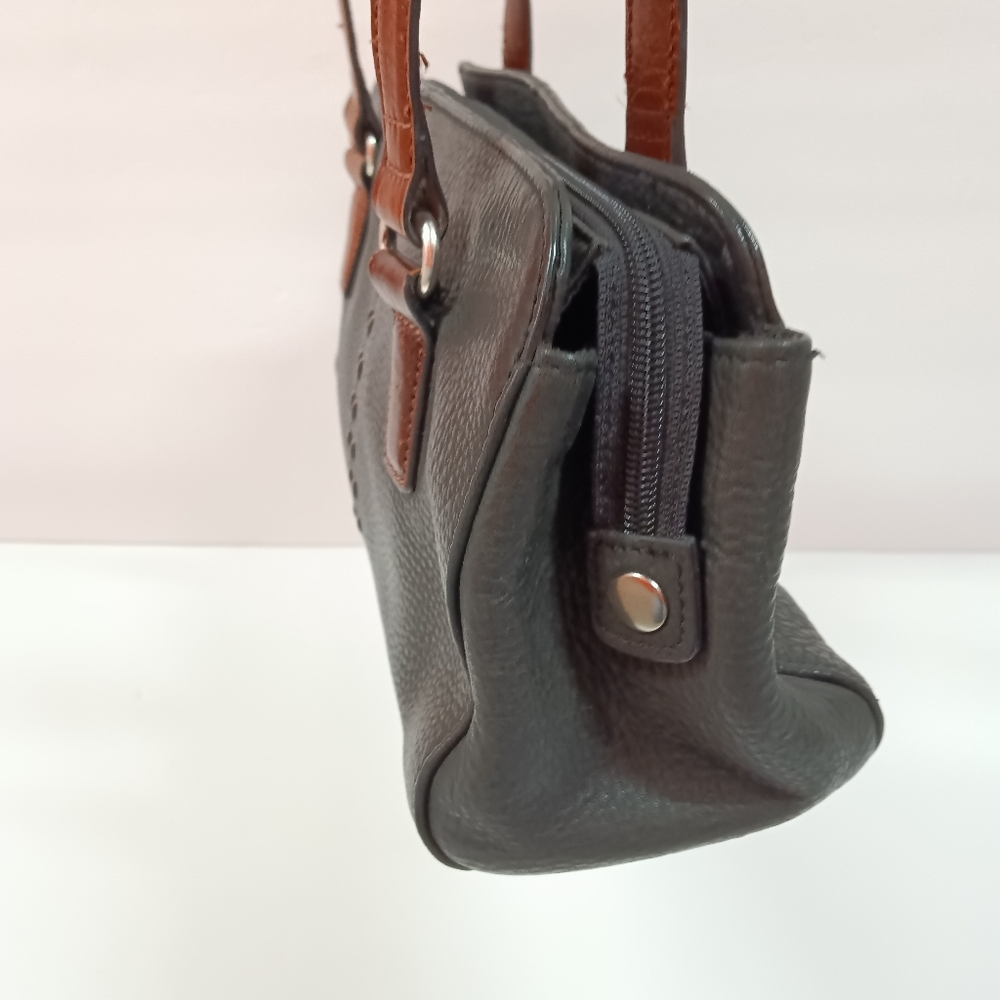 Fossil East West Pebble Leather Shoulder Bag Black & Brown - Picture 2 of 12